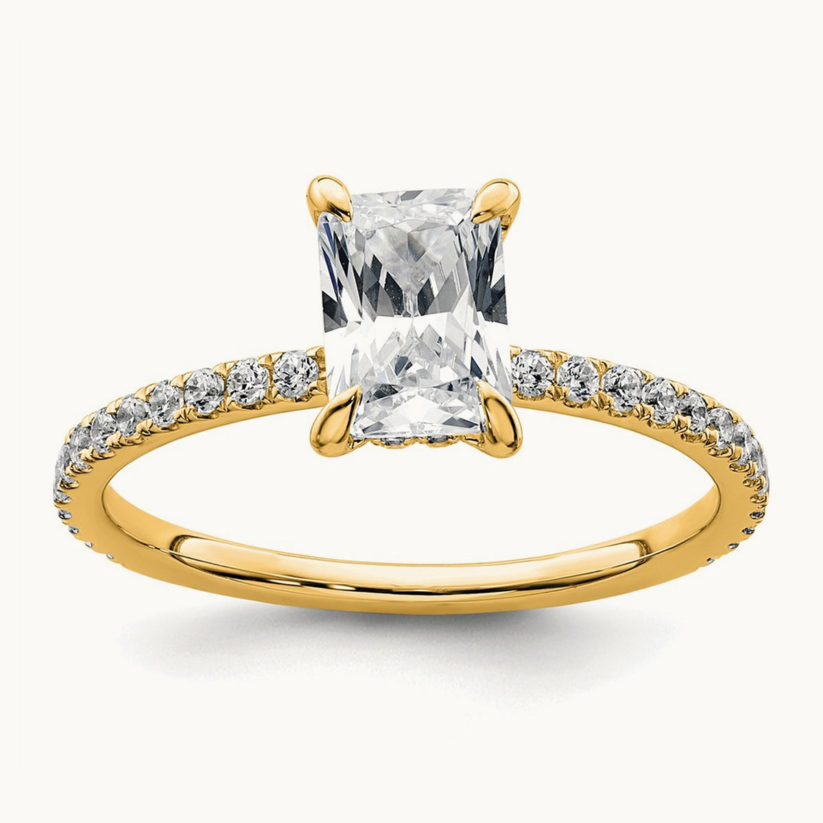 Solitaire with Flair Engagement Ring, 1.25-2.25 ct tw Lab-Grown Diamond — 1 1/3 ct, VS/SI (Great), 14K Yellow Gold