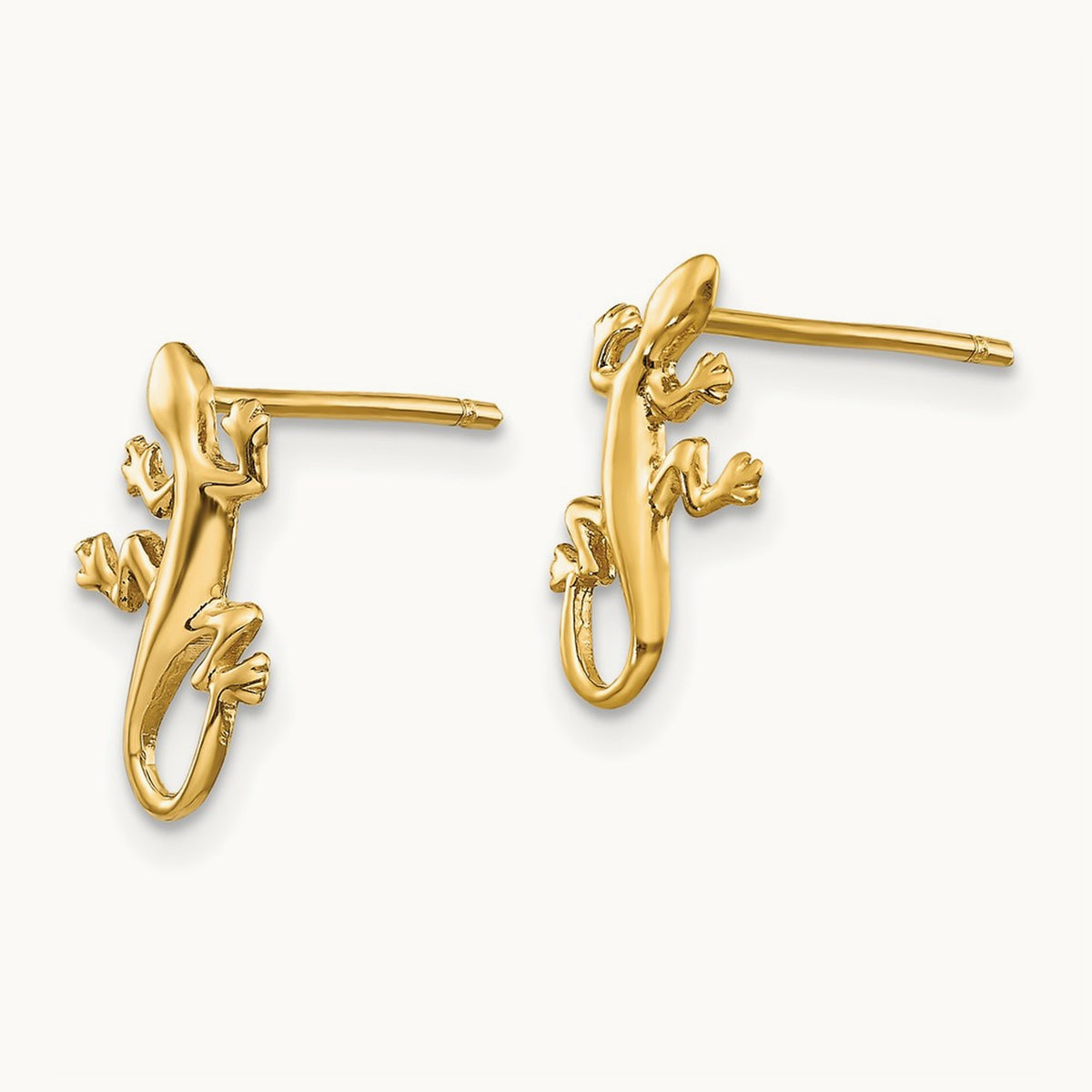 Polished Gecko Post Earrings, 14K