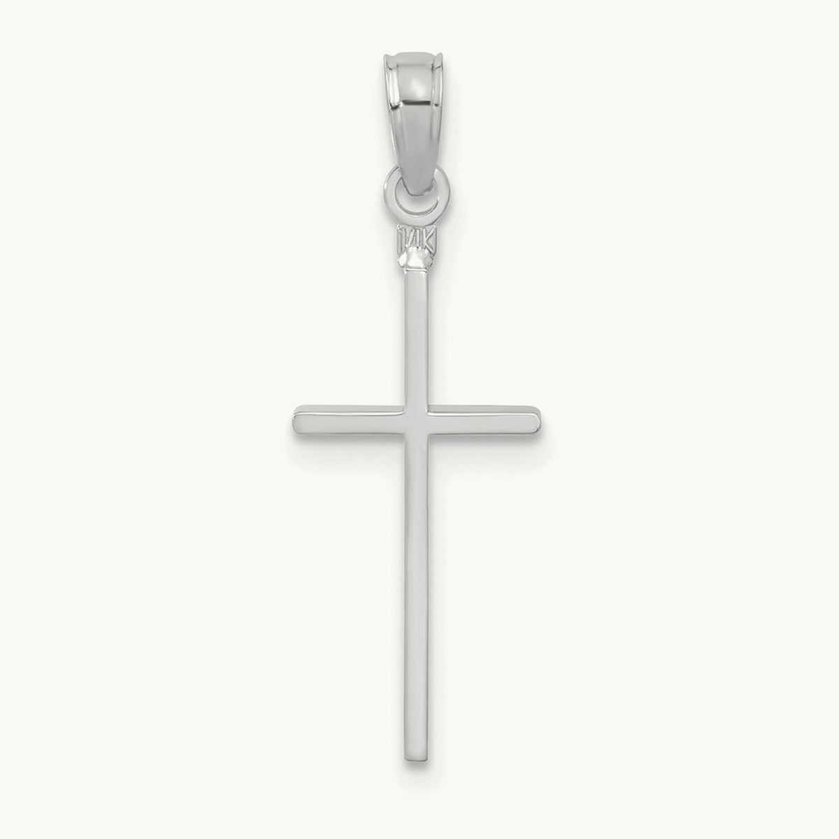 Polished Cross Pendant — 14K White Gold