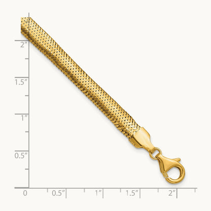 Polished Mesh 7.5in Bracelet, 14K