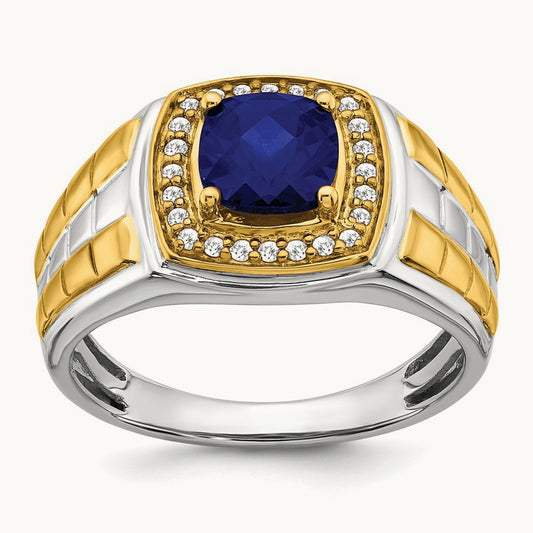 Created Sapphire and Diamond Mens Ring — photo set