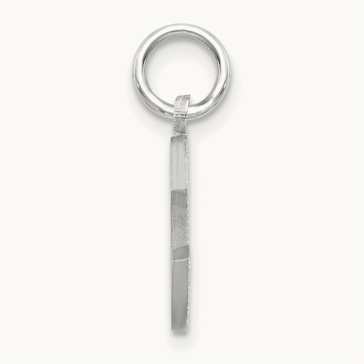 Satin Diamond-cut Initial Charm — 14K White Gold, C