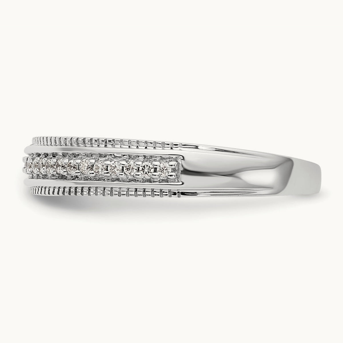 Complete Diamond Trio Ladies Wedding Band, 14K White Gold