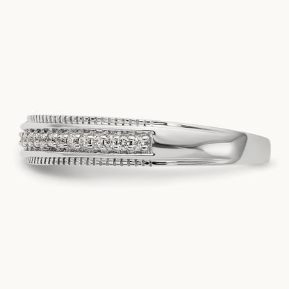 Complete Diamond Trio Ladies Wedding Band, 14K White Gold