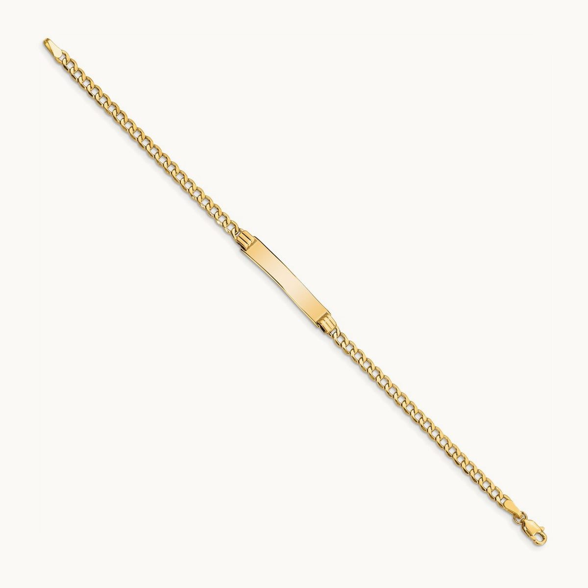 Semi-Solid Polished Cuban ID Bracelet, 14K