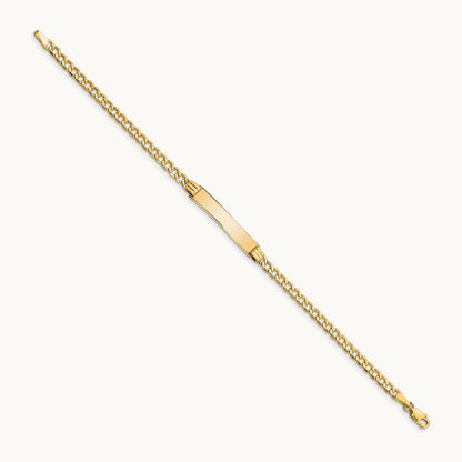Semi-Solid Polished Cuban ID Bracelet, 14K
