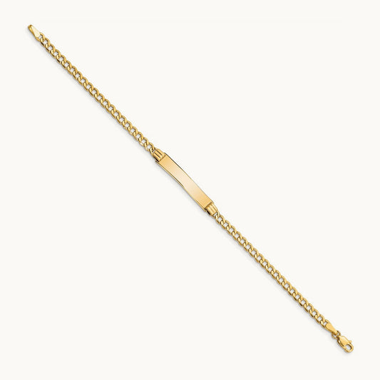 Semi-Solid Polished Cuban ID Bracelet, 14K