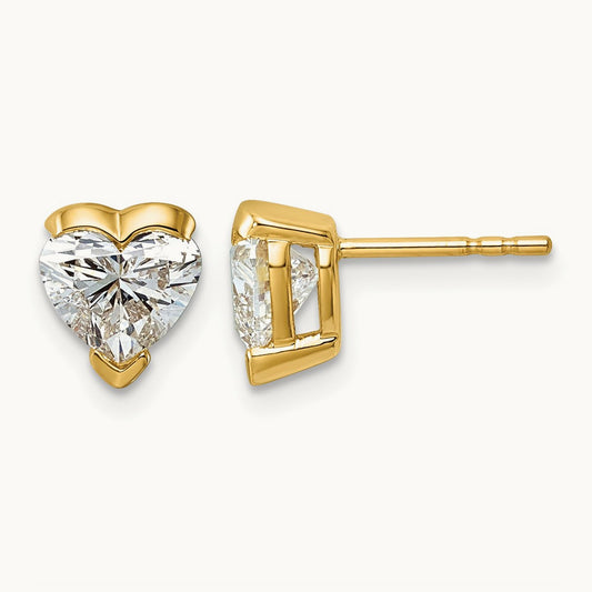 Heart Post Earrings, 2.00 ct tw Lab-Grown Diamond