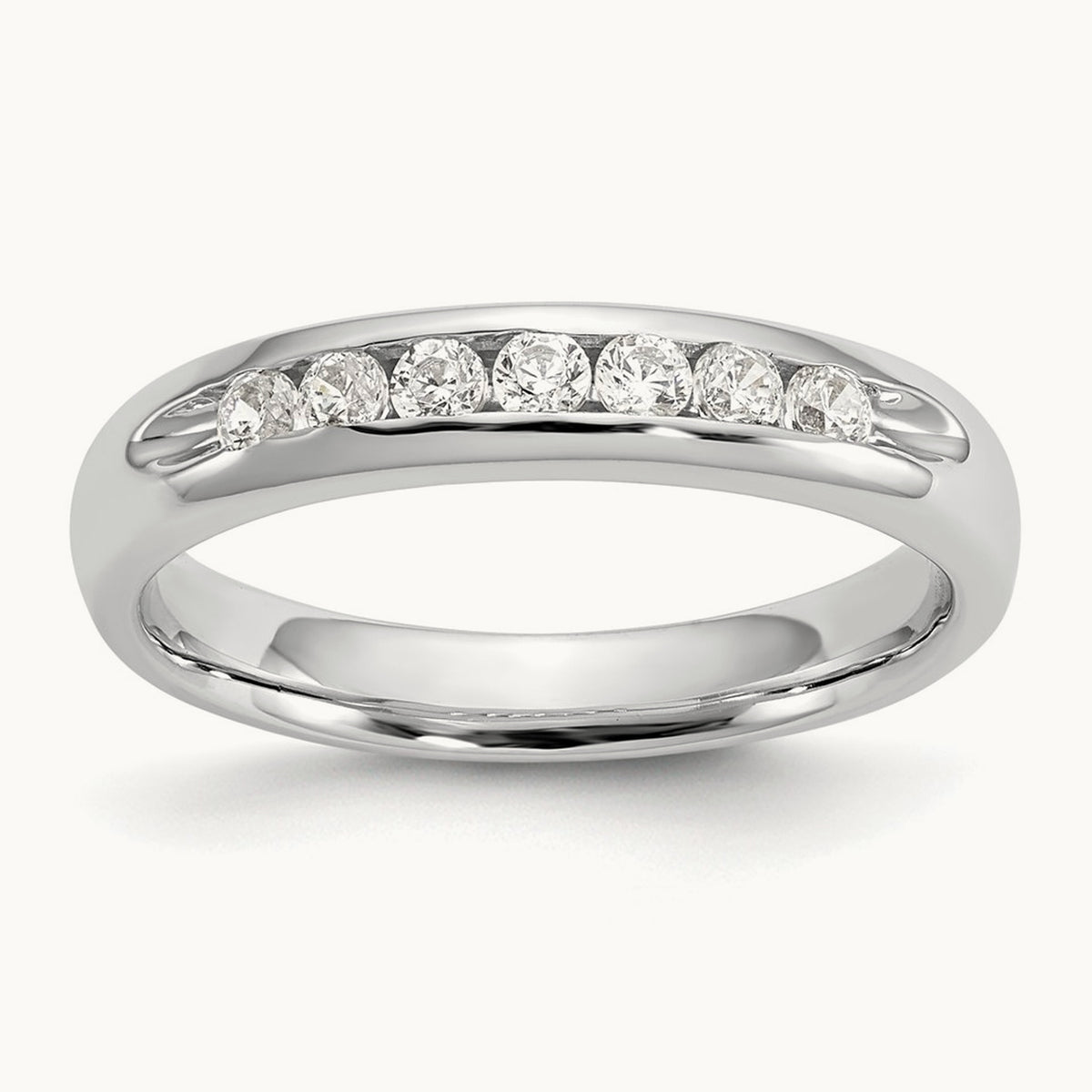 7-Stone Diamond Channel Band, 14K White Gold