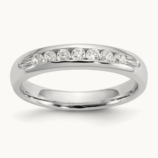 7-Stone Diamond Channel Band, 14K White Gold