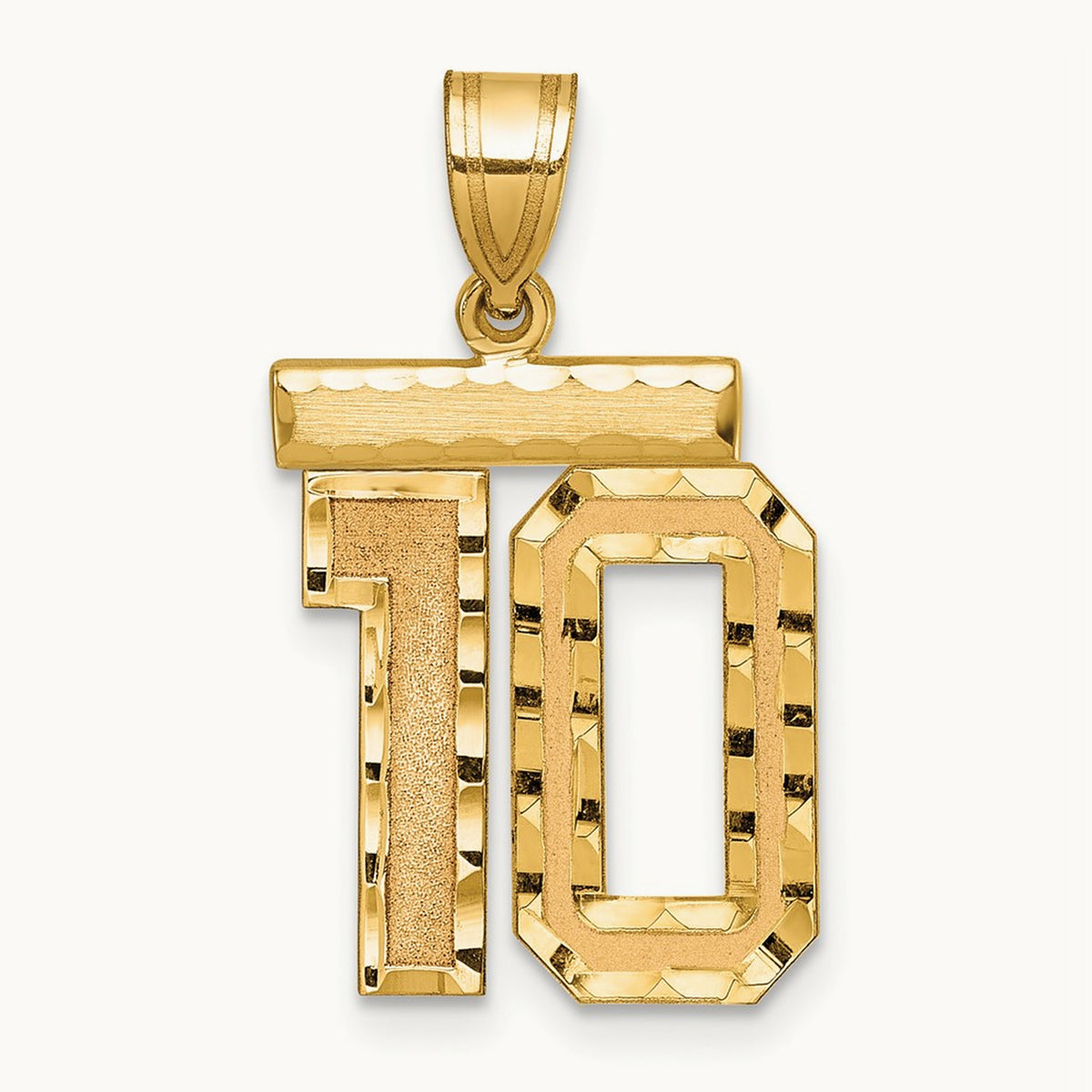 Medium Diamond-cut Number 10 Charm, 14K
