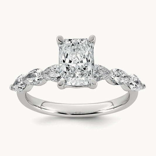 Radiant Center with Pear Sides Ring, 2 1/8-4 7/8 ct Lab-Grown Diamond