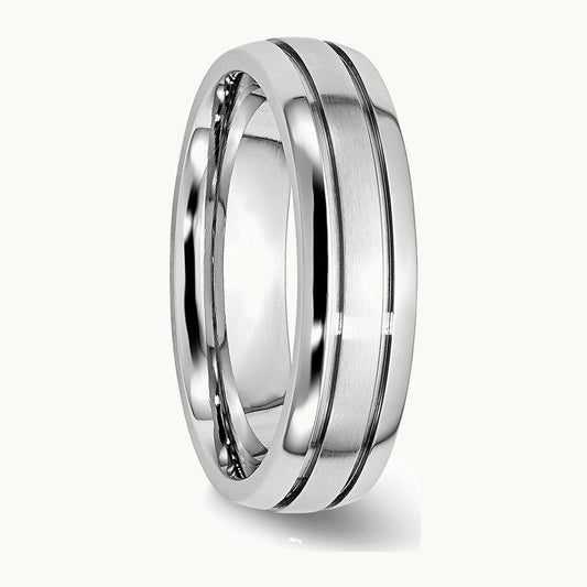 Chisel Cobalt Polished and Satin Grooved 6mm Band