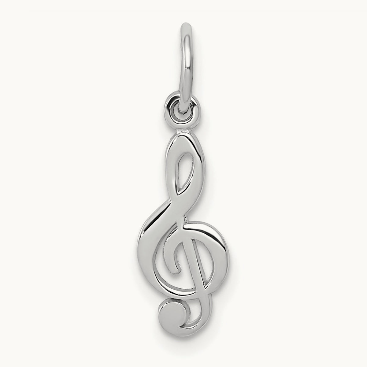Treble Clef Charm — 14K White Gold