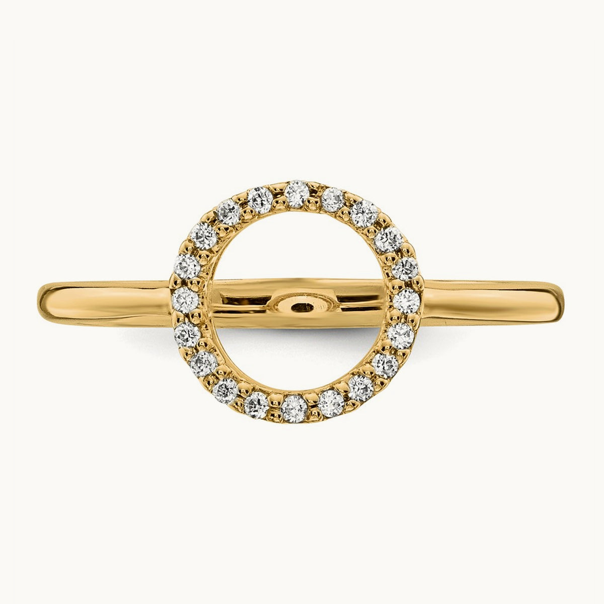 Diamond Open Circle Ring — 14K Yellow Gold