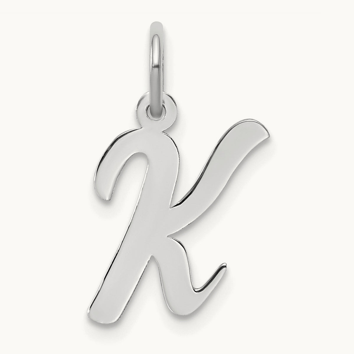 Medium Script Initial Charm — 14K White Gold, K