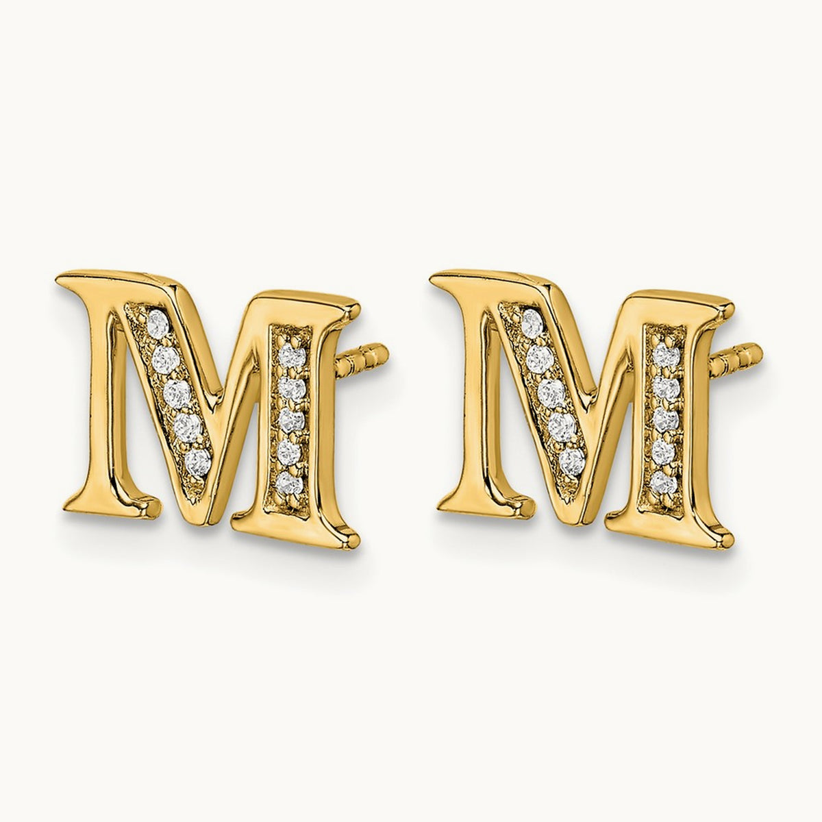 Diamond Earrings — 14K Yellow Gold, 8mm, M