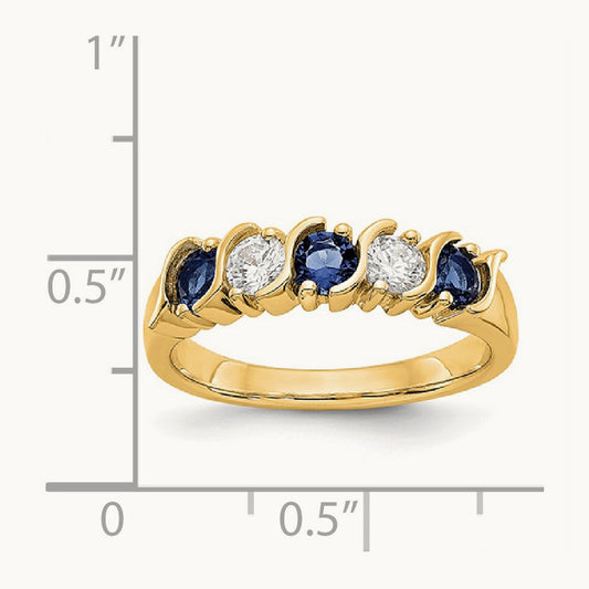 Diamond w/Sapphire Band, 14K Yellow Gold