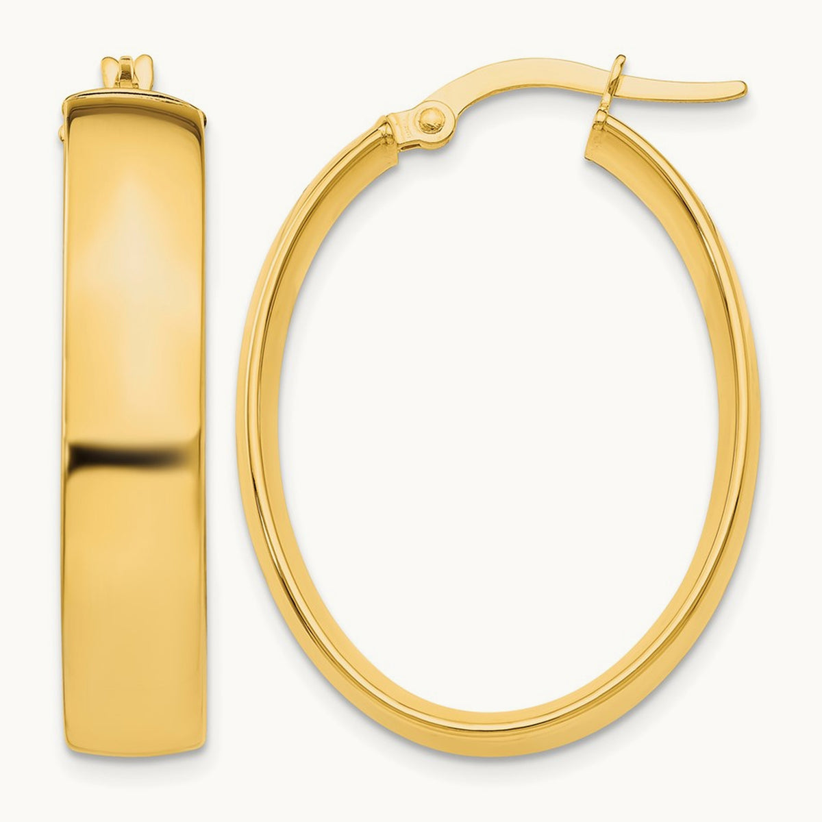 Polished Oval Hoop Earrings — 5.75mm