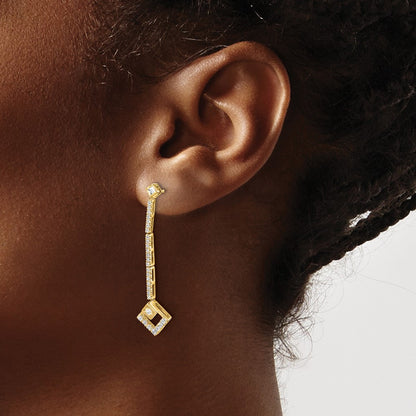 Dangle Post Earrings, 0.50 ct tw Lab-Grown Diamond — 14K Yellow Gold