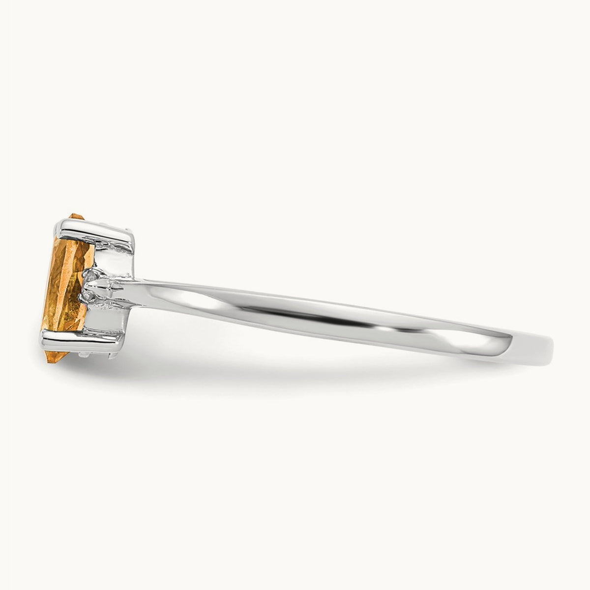 Diamond & Citrine Birthstone Ring — 14K White Gold, 6