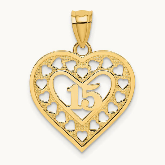 15 in Cut-out Heart charm, 14K