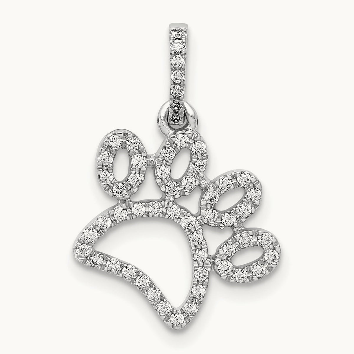 1/4ct. Diamond Paw Print Pendant, 14K White Gold