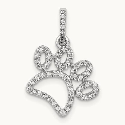 1/4ct. Diamond Paw Print Pendant, 14K White Gold