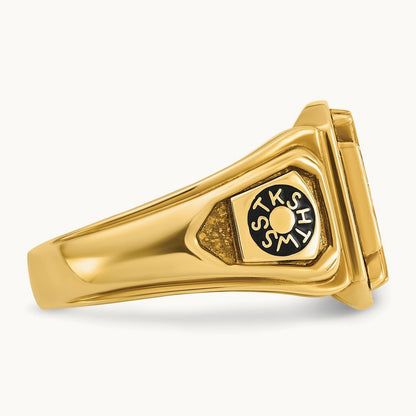 IBGoodman Men's Textured w/ Enamel Knights Templar Masonic Ring, 14K