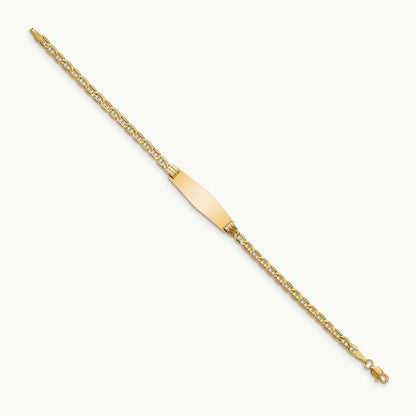 Semi-solid Soft Diamond Shape Anchor Link ID Bracelet, 14K