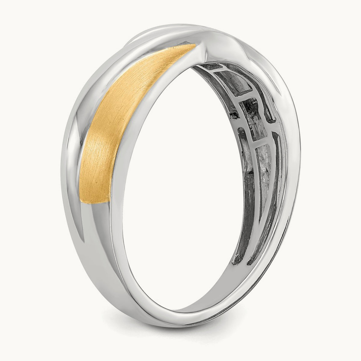 Diamond Men's Ring, 14K White with Yellow Gold