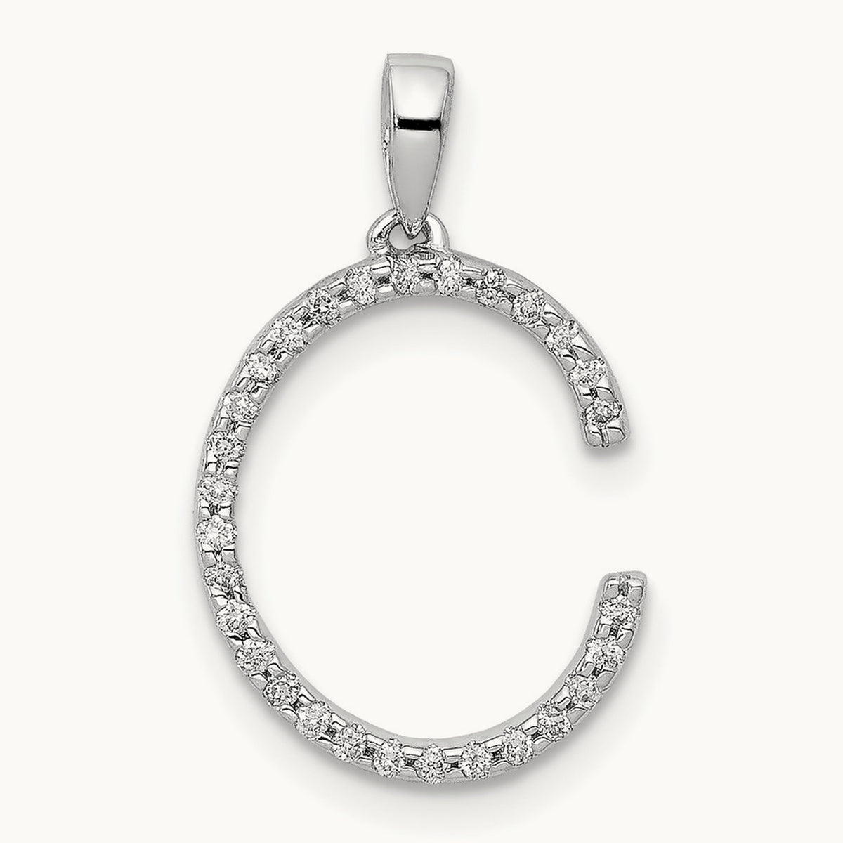 Diamond Letter C Initial Pendant, 14K White Gold