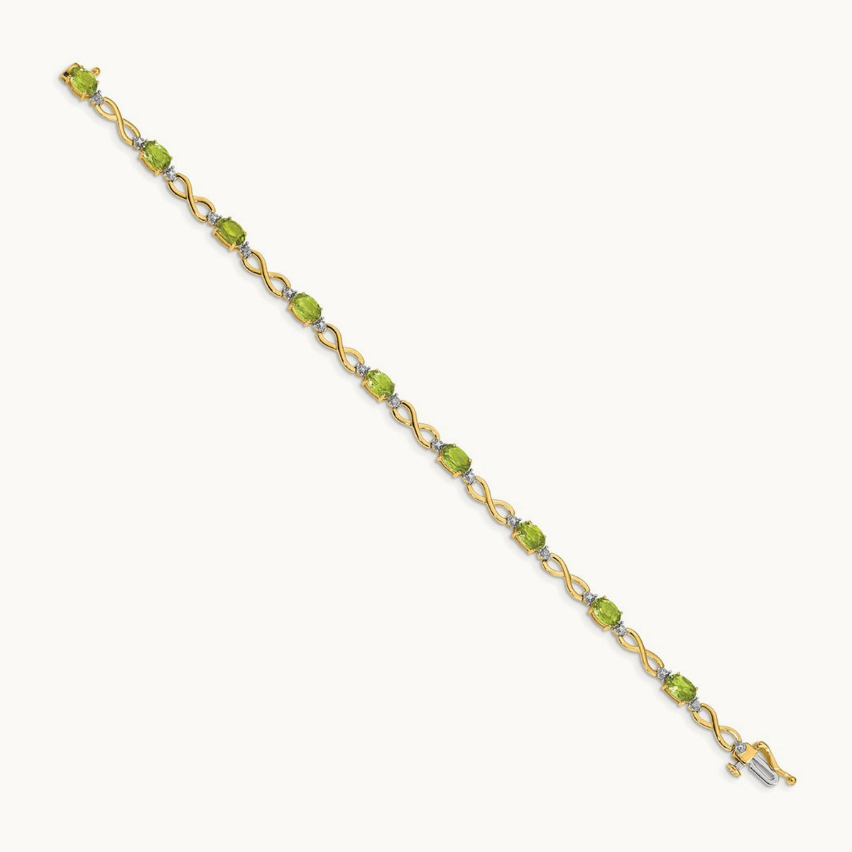 Peridot and Diamond Infinity Bracelet, 14K