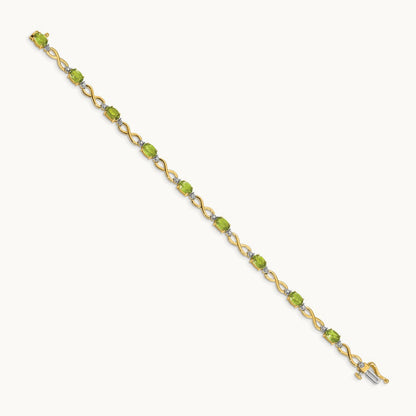 Peridot and Diamond Infinity Bracelet, 14K