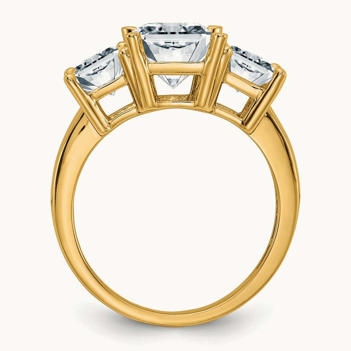 Octagon Radiant 3-Stone Engagement Ring Mounting — 14K Yellow Gold