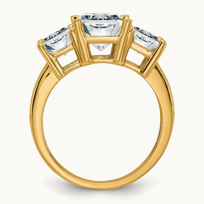 Octagon Radiant 3-Stone Engagement Ring Mounting — 14K Yellow Gold