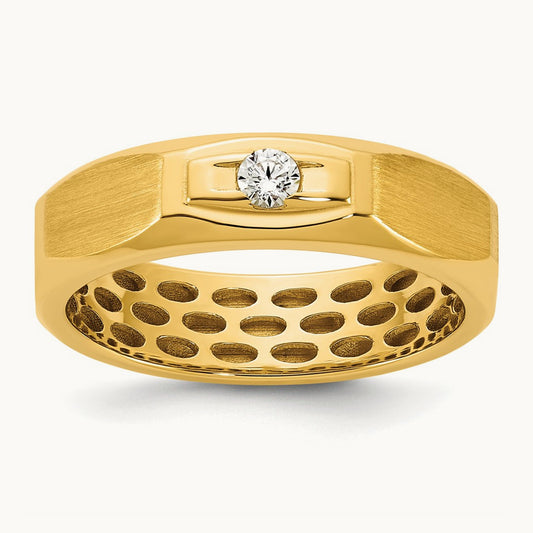 IB Goodman Mens Satin Complete 1/10ct Diamond Ring, 14K Yellow Gold