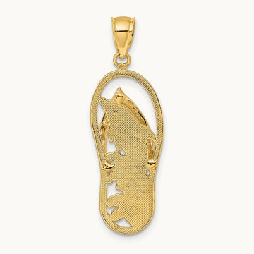 Polished Dolphin Flip-Flop Charm, 14K