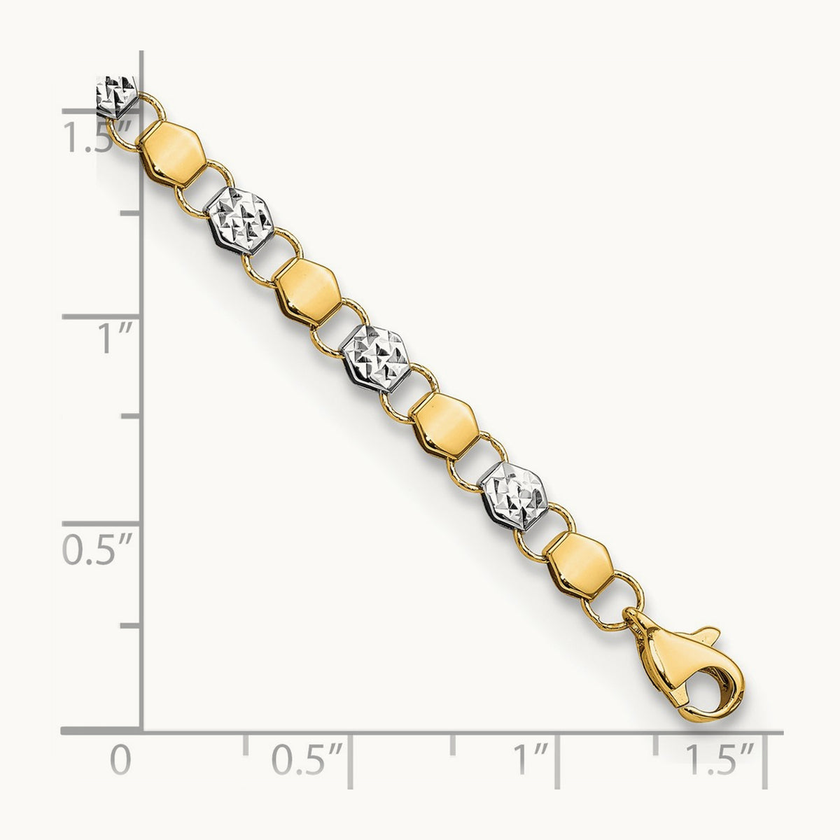 D/C Fancy 7.5in Bracelet, 14K with White Rhodium