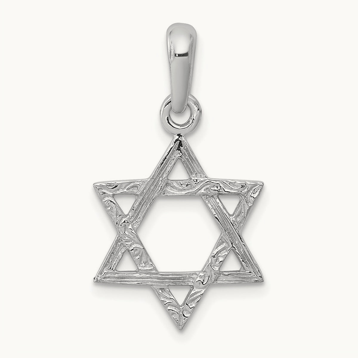 Star Of David Pendant, 14K White Gold
