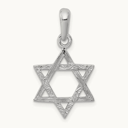 Star Of David Pendant, 14K White Gold