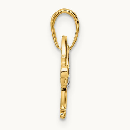 Diamond-cut Dachshund Pendant, 14K with White Rhodium