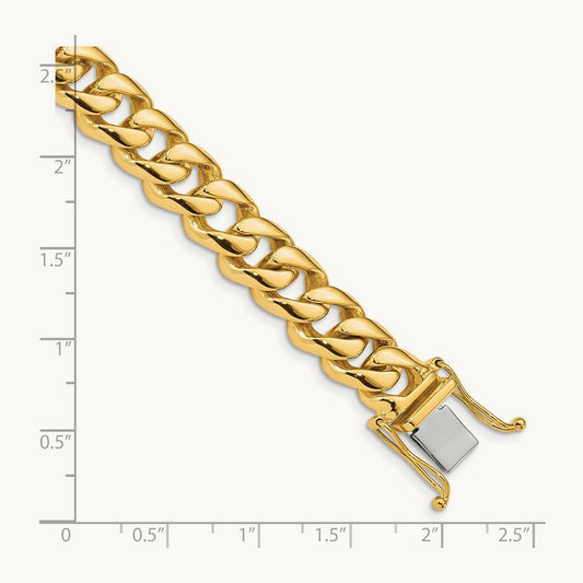 Hand-polished Rounded Curb Link Chain, 9.6mm, 14K