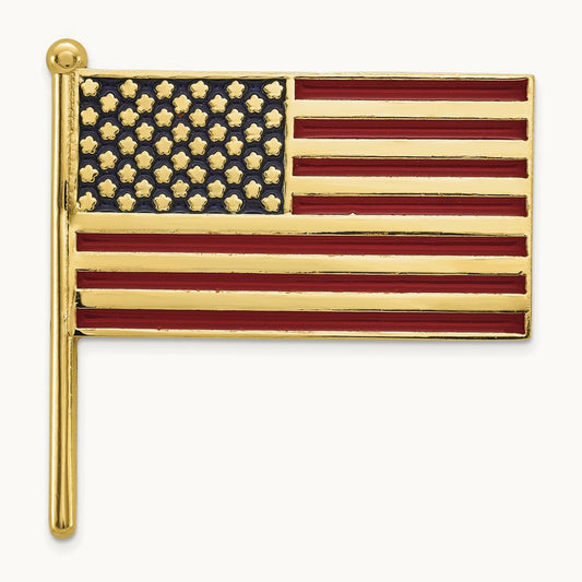 Enameled Flag Tie Tac, 14K