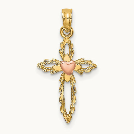 Cross with Heart Charm — 28mm