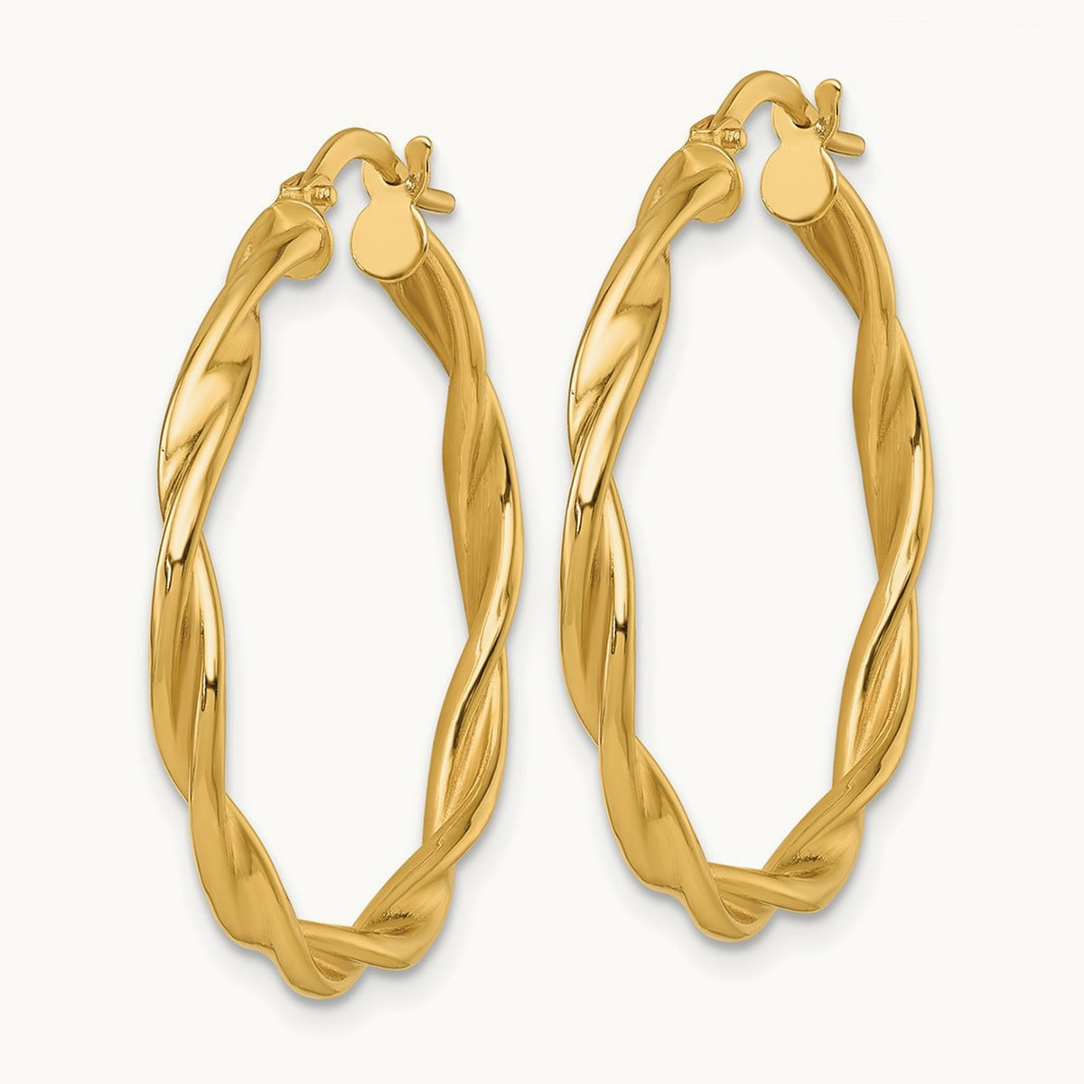 Polished Twist Hoop Earrings — 14K Yellow Gold