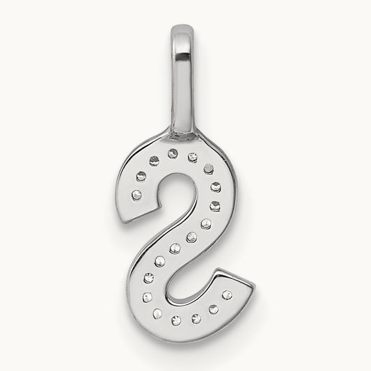 Diamond Letter S Initial Pendant, 14K White Gold