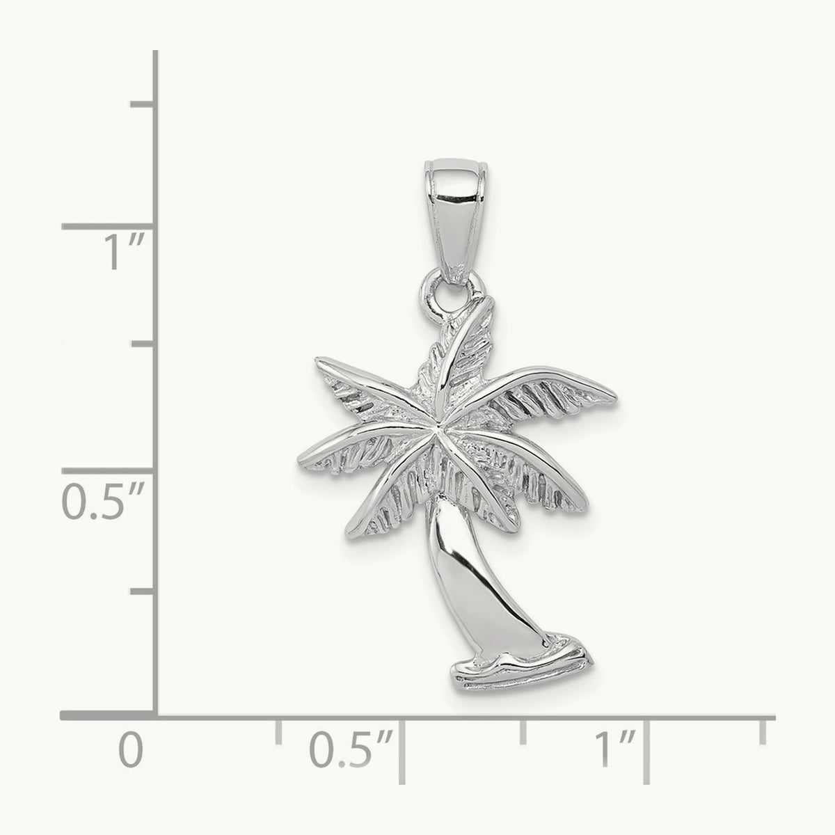 Palm Tree Pendant — 14K White Gold, 19.76mm