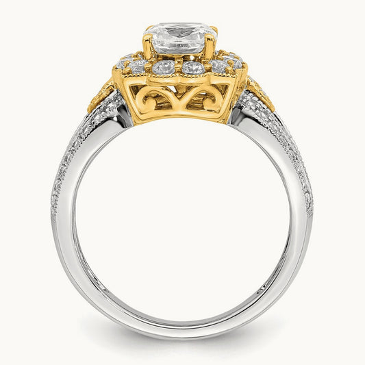 Polish Cushion Halo Semi-Mount Ring, 1.00 ct tw