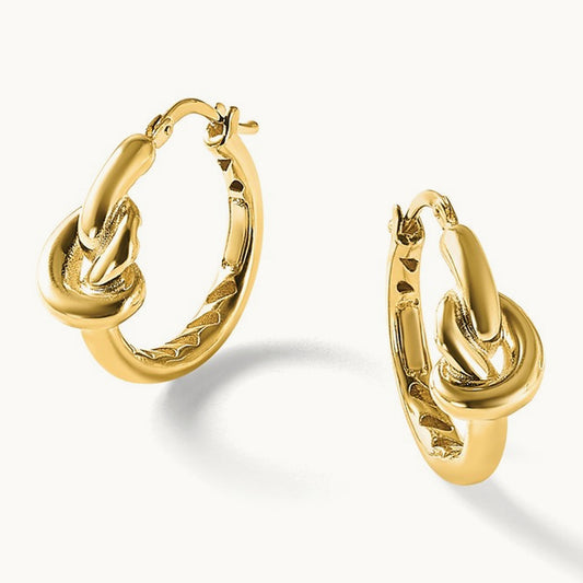 Polished Hollow Knot Round Hoop Earrings, 14K — Leslie's
